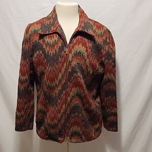 Bon Worth Multi Color Zip Front Jacket Size M